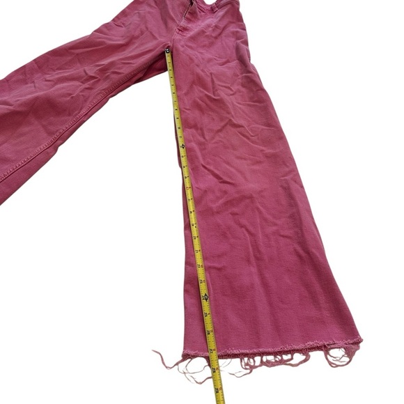 Zara Marine Straight Wide Leg Hot Pink Raw Hem Denim Jeans High Waist Size 2 - Picture 11 of 12